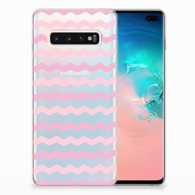 Samsung Galaxy S10 Plus TPU bumper Waves Roze Samsung Galaxy S10 Plus TPU bumper Waves Roze