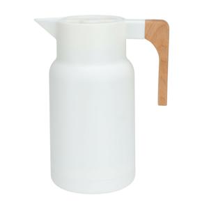 Koffiekan thermoskan - 1L - dubbelwandig - kunststof - mat wit - D12,5 x H25 cm