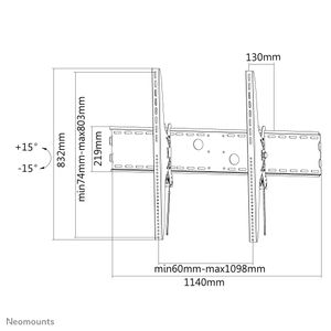 Neomounts LFD-W2000 TV-beugel 152,4 cm (60) - 254,0 cm (100) Kantelbaar