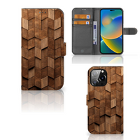 Book Style Case voor iPhone 14 Pro Max Wooden Cubes