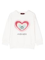 Aigner Kids sweat à motif cœur pailleté - Blanc