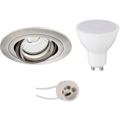 LED Spot Set - Pragmi Alpin Pro - GU10 Fitting - Inbouw Rond - Mat Nikkel - 6W - Natuurlijk Wit 4200K - Kantelbaar - LED Spot Set - Pragmi Alpin Pro - GU10 Fitting - Inbouw Rond - Mat Nikkel - 6W - Natuurlijk Wit 4200K - Kantelbaar -
