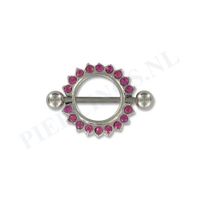 Tepelpiercing shield kristal roze