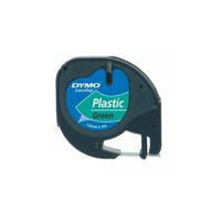 Labeltape Dymo Letratag 91204 plastic 12mm zwart op groen