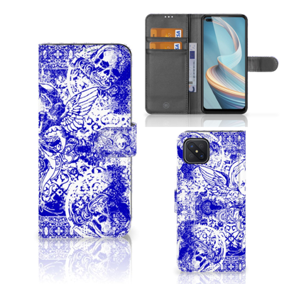 Telefoonhoesje met Naam OPPO Reno4 Z Angel Skull Blauw Telefoonhoesje met Naam OPPO Reno4 Z Angel Skull Blauw