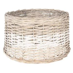 Clayre & Eef Lampenkap Ø 45x27 cm Bruin Wit Rotan Rond Rieten