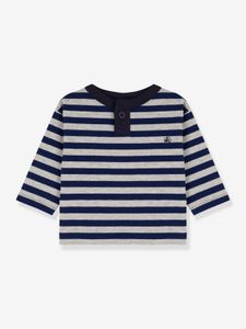 Katoenen baby-T-shirt met lange mouwen PETIT BATEAU blauw