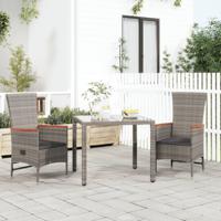 Tuinstoelen 2 st verstelbaar met kussens poly rattan grijs