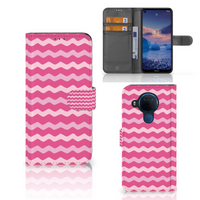 Nokia 5.4 Telefoon Hoesje Waves Pink - thumbnail