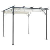 VidaXL Pergola met uitschuifbaar dak 3x3 m staal crémewit