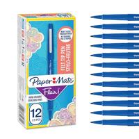 Paper Mate Flair-viltstiften | Medium punt (0,7 mm) | Blauw | 12 stuks