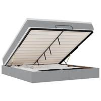 vidaXL Ottoman bed met matras 160x200cm stof lichtgrijs, bedframe, ottoman bedframe, bedframe met opbergruimte onder het bed, bedframe met opbergruimte