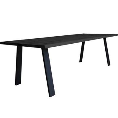 Old Inn - Boomstamtafel Eiken Zwart 180x90cm Trapezium poot Smal