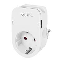 LogiLink PA0259 - stekkeradapter (CEE 7/3) met 2 x USB (1x USB-A, 1x USB-C) en smartphonehouder