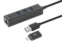 Manhattan USB-C & USB-A Combo Dock/Hub, Ports (4): Ethernet and USB-A, W128808129 (Ports (4): Ethernet and USB-A (x3), 5 Gbps (USB 3.2 Gen1 aka USB 3.0), External Power Supply Not Needed,)