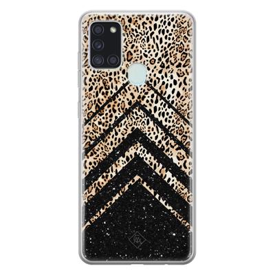 Samsung Galaxy A21s siliconen hoesje - Chevron luipaard