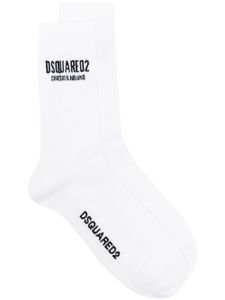 DSQUARED2 chaussettes à logo en intarsia - Blanc