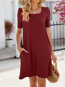 Loose Casual Square Neck Dress With No