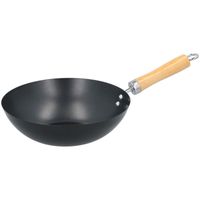 Wokpan/steelwok met houten handvat 25 cm