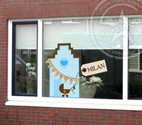 geboorte raamsticker huis holland blauw - thumbnail