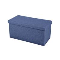 Opvouwbare Opbergbank - Opvouwbare Hocker - Stof - 37.5x76x37.5cm - Donkerblauw - Opbergbank - Opvouwbare Hocker