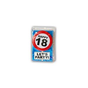 18 jaar ansichtkaart met button