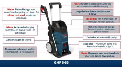 Bosch GHP 5-55 Professional hogedrukreiniger Staand Electrisch 520, 500 2200 W Bosch GHP 5-55 Professional hogedrukreiniger Staand Electrisch 520, 500 2200 W