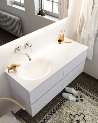 Mondiaz Vica 120cm badmeubel cale 4 lades wastafel Moon links zonder kraangat Mondiaz Vica 120cm badmeubel cale 4 lades wastafel Moon links zonder kraangat