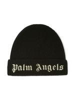 Palm Angels Kids bonnet en maille à logo brodé - Noir