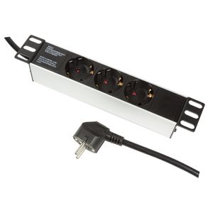 LogiLink PDU3B01 10 inch Stekkerdoos voor patchkast Aluminium profiel Zilver, Zwart