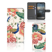 Telefoonhoesje met Pasjes voor Nokia C12 Pink Peacock