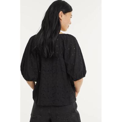 Peppercorn top Mira met plooien zwart