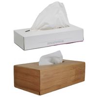 Tissuedoos/tissuebox rechthoekig - bamboe hout - 25 x 13 cm - inclusief tissues