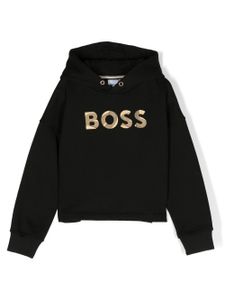 BOSS Kidswear hoodie à logo brodé - Noir