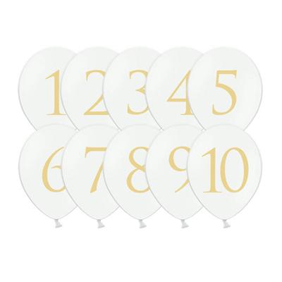 Ballonnen tafelnummers wit (10st) White & Gold Collection Ballonnen tafelnummers wit (10st) White & Gold Collection