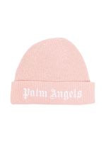 Palm Angels Kids bonnet en maille à logo brodé - Rose