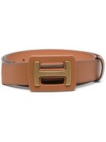 Hogan ceinture en cuir à plaque logo - Marron