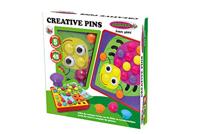 JAMARA 412723 - Creativ Pins 52-delige set A-5 verschillende motiefkaarten. Geassorteerde kleuren, bevordert motorische vaardigheden, leren kleuren en vormen, praktische kunststof doos, meerkleurig