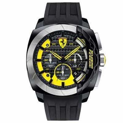 Scuderia Ferrari Mod. Aerodinamico - 830206 - Sportief Herenhorloge met Chronograaf (Zwart, Geel, Siliconen band)