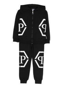 Philipp Plein Junior survêtement en coton à logo imprimé - Noir