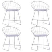 vidaXL Eetkamerstoelen met kunstleren zittingen 4 st staal wit