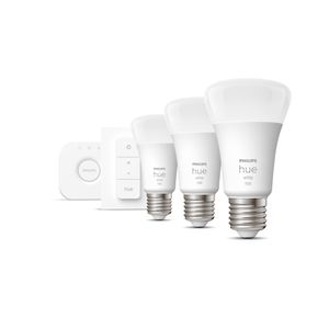 Philips Hue White Starter Pack E27 met 3 lampen, dimmer + Bridge