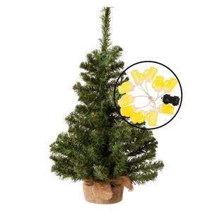 Kleine kunst kerstboom - groen - incl. bier thema lichtsnoer bierpullen - H60 cm