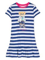 Ralph Lauren Kids robe en coton à logo Polo Bear - Bleu