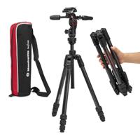 Manfrotto Befree GT PRO 3-Way, Professional Travel Tripod Kit, 3-Way Fluid Head, Levelling Column, Foto/Camera en Video Kit, Carbon Fibre, Arca-type, Twist Lock, DSLR, Mirrorless, camera-accessoires