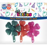 The Littlies clip bloemen groen/oranje/roze 3 stuks