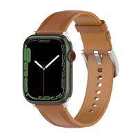 By Qubix - Luxe leren bandje - Lichtbruin - Compatible met Apple Watch 38mm / 40mm / 41mm / 42mm - Compatible Apple watch bandjes