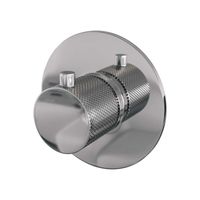 Inbouwthermostaat Brauer Chrome Carving met Ronde knop en Rozet Geborsteld Chroom Brauer - thumbnail