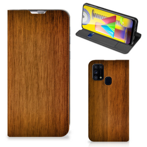 Samsung Galaxy M31 Book Wallet Case Donker Hout