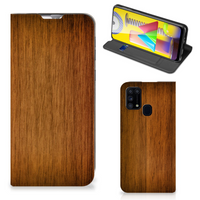 Samsung Galaxy M31 Book Wallet Case Donker Hout - thumbnail